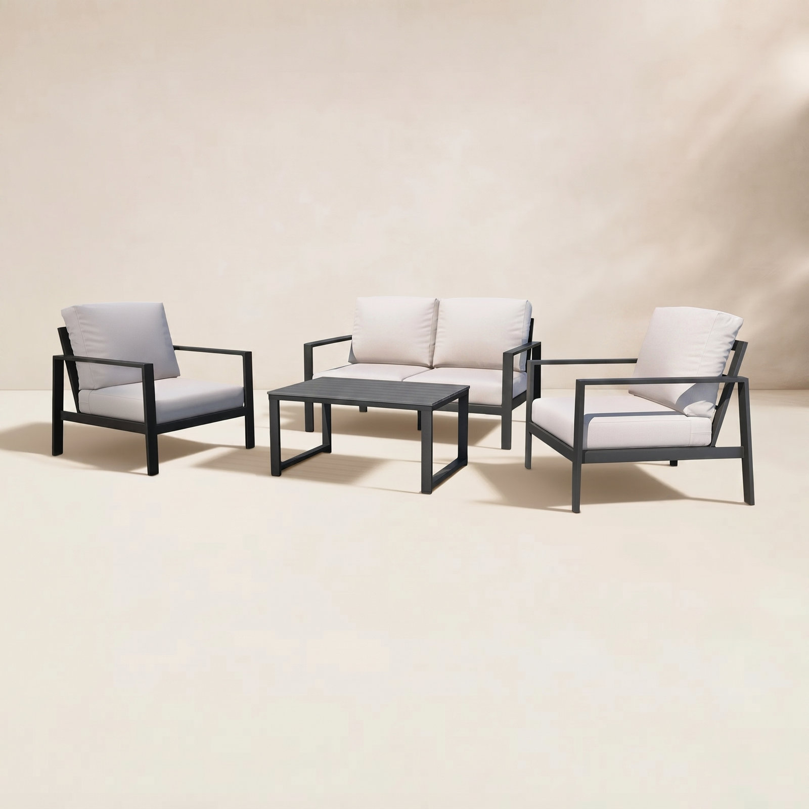 Townsend Sofa Seating Group with Sunbrella® Cushions, Sunbrella Canvas Natural, Gray