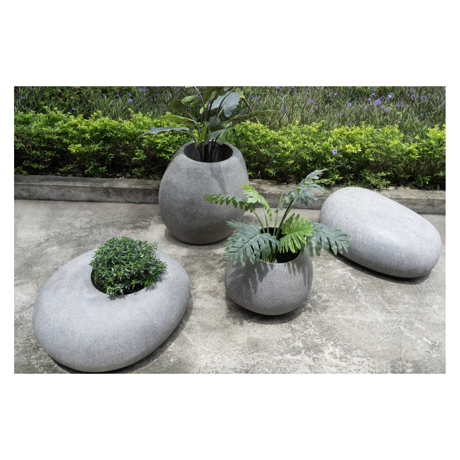 26 in. Lightweight Rock Garden Planter, Gray