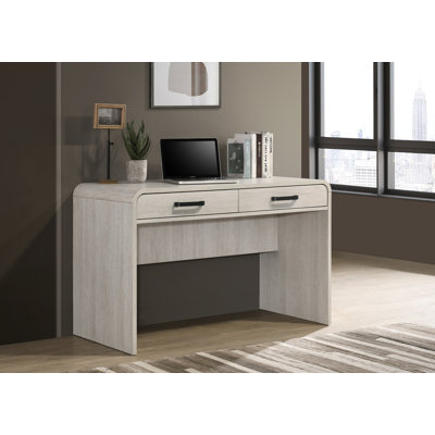 Modern Writing Desk With Dual Drawers, Wooden Home Office Furniture, Antique White Finish | Gift Idea by 17 Stories