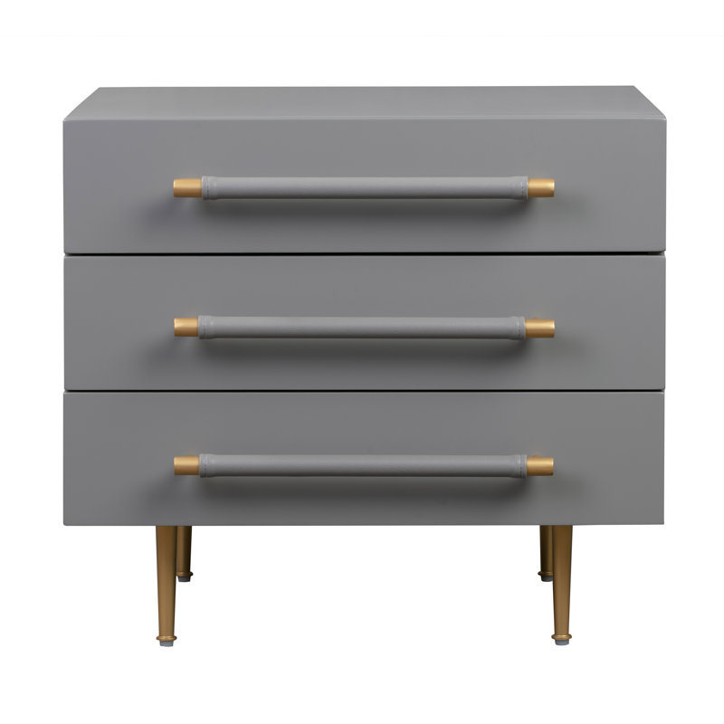 Wooden Nightstand, Gray