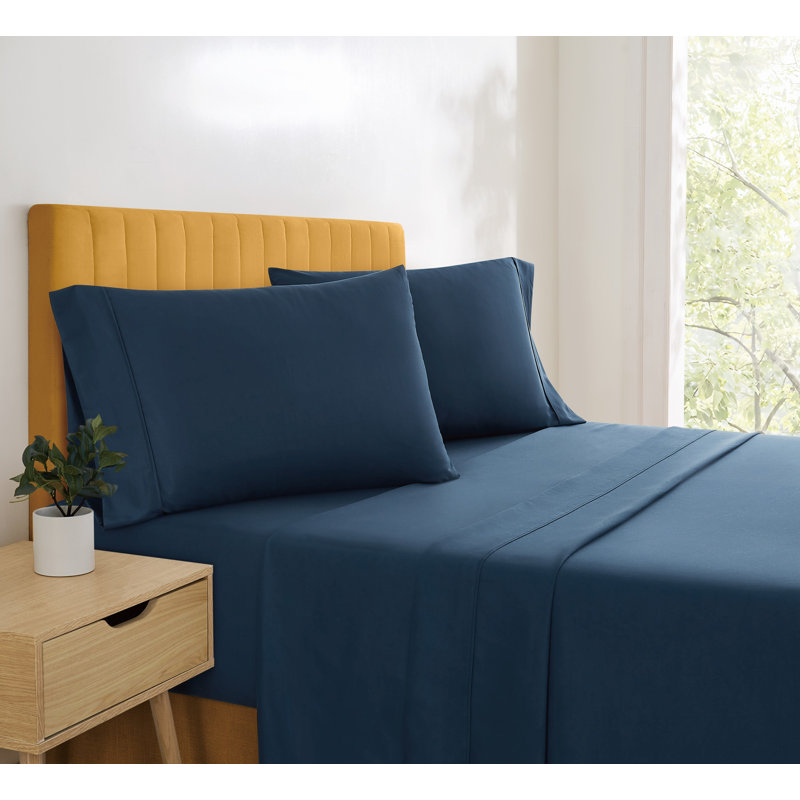 Simmons Essential Microfiber Brushed Sheet Set, Blue, Full