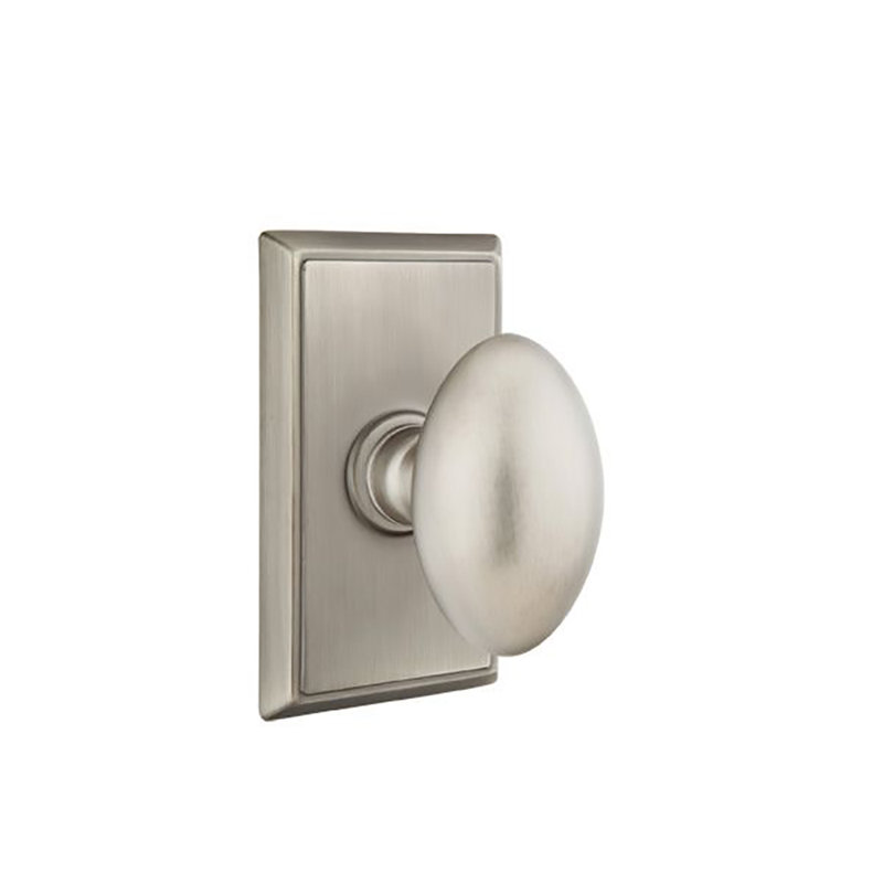 Emtek Dummy Knobset w/ Rectangular Rosette and Egg Knob, Pewter
