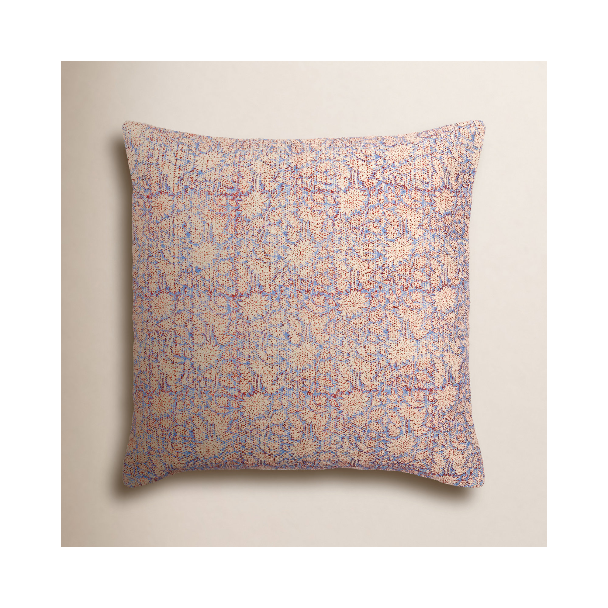 Marine Floral Cotton Throw Pillow, 18" x 18"
