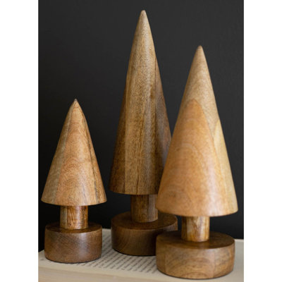 3 Piece Turnedwooden Christmas Tree Set