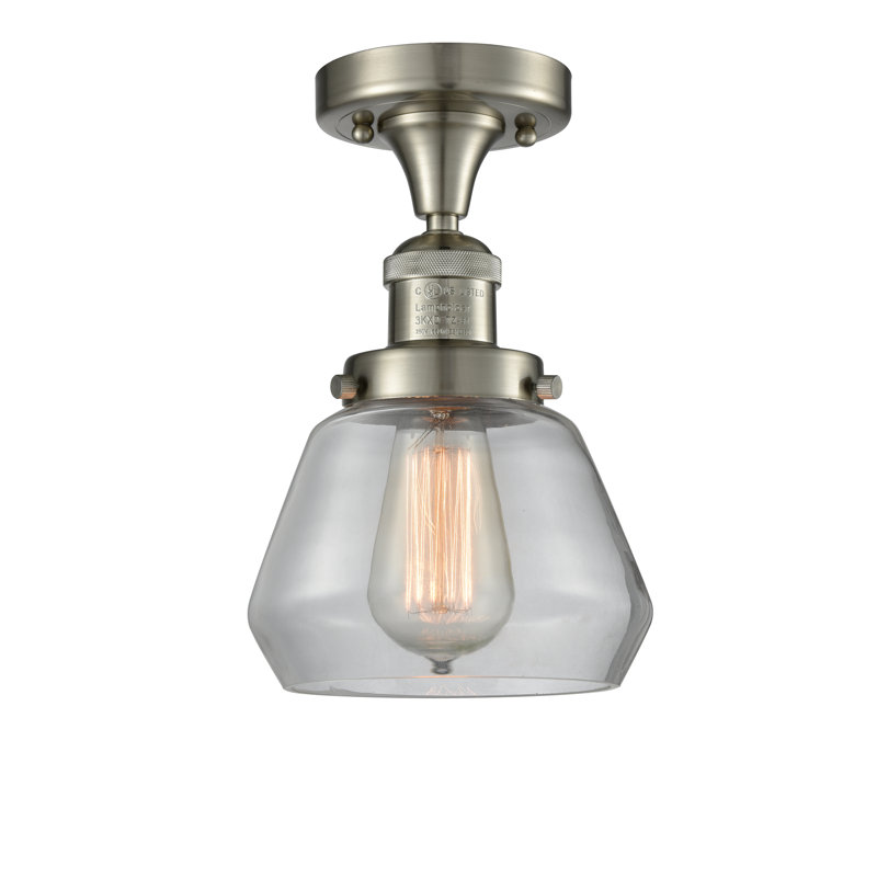 Chill Glass Semi Flush Mount, Brushed Satin Nickel, Clear