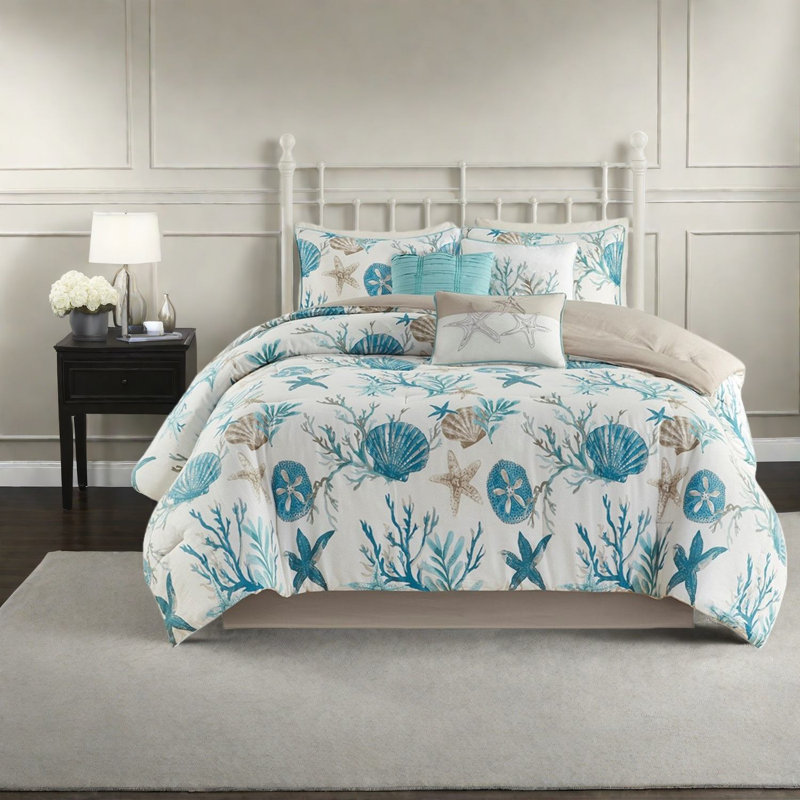 Ensembles de literie luxueux bord de mer, édredon en satin de coton, décoration de chambre vibrante
