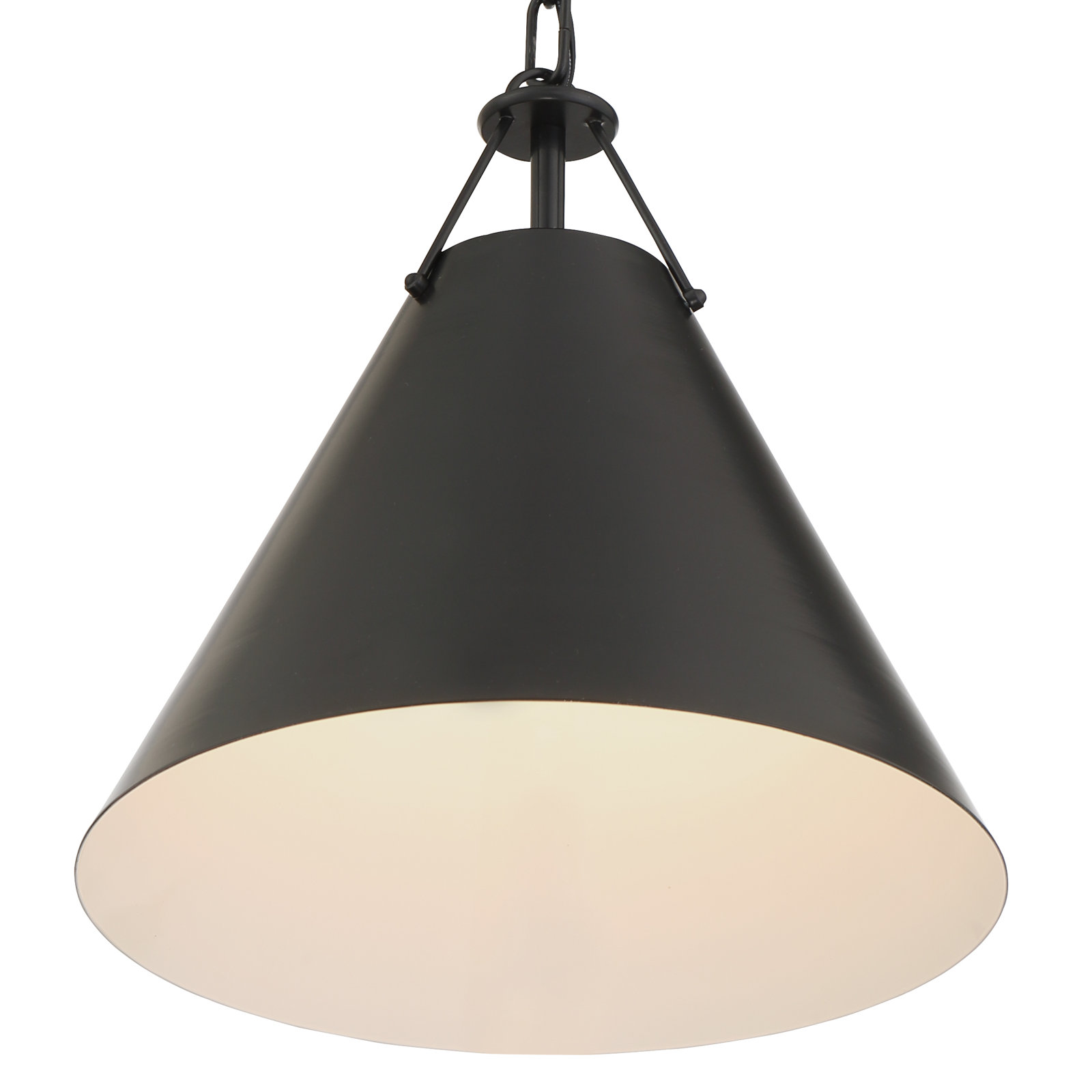 Kinston 1-Light Metal Cone Pendant , Black, Black