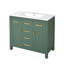 Meuble-lavabo moderne vert sur pied de 91 cm (36 po) avec lavabo en céramique, structure en bois massif, 4 tiroirs et 2 armoires de rangement. Robinetterie non incluse.-131217707