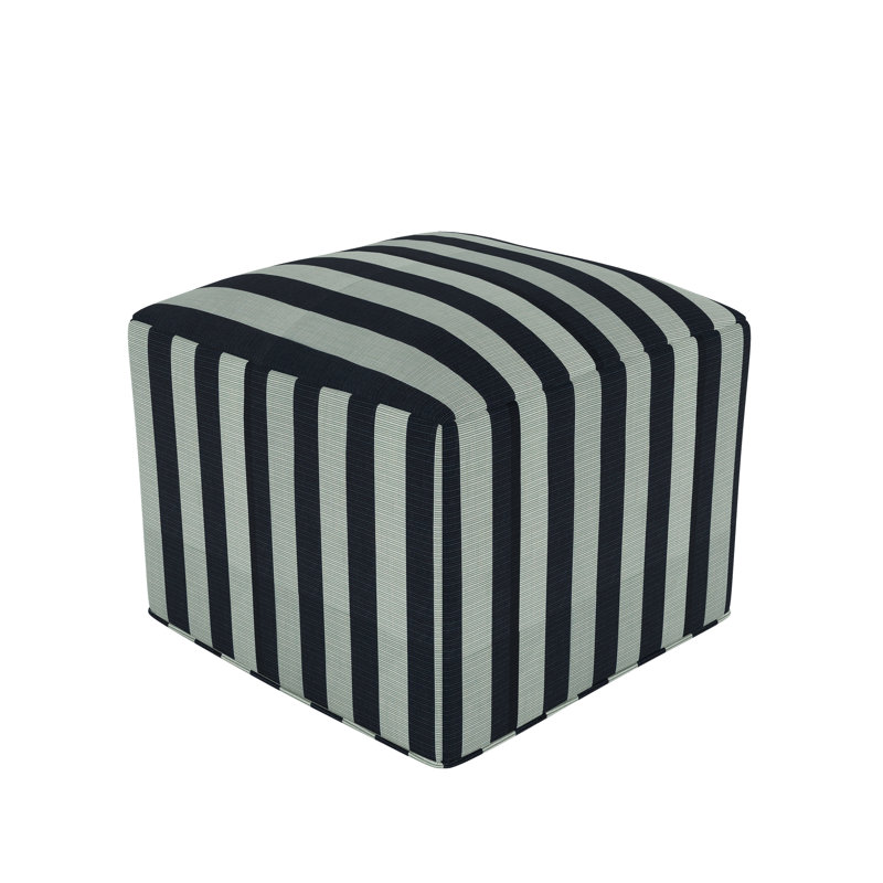 Praia Sunbrella® Outdoor Ottoman, Expressive Mist Striped Sunbrella®, 18" H x 22" W x 22" D
