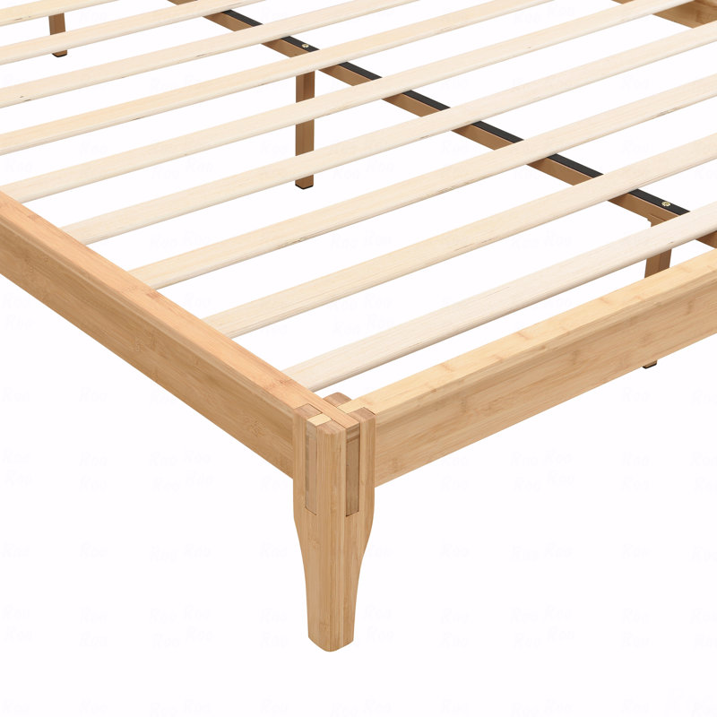 Platform Bed Frame Full Size 12 Inch Solid Dry Bamboo Wood, With Wood Slat And Metal Material Support, Full, Brown