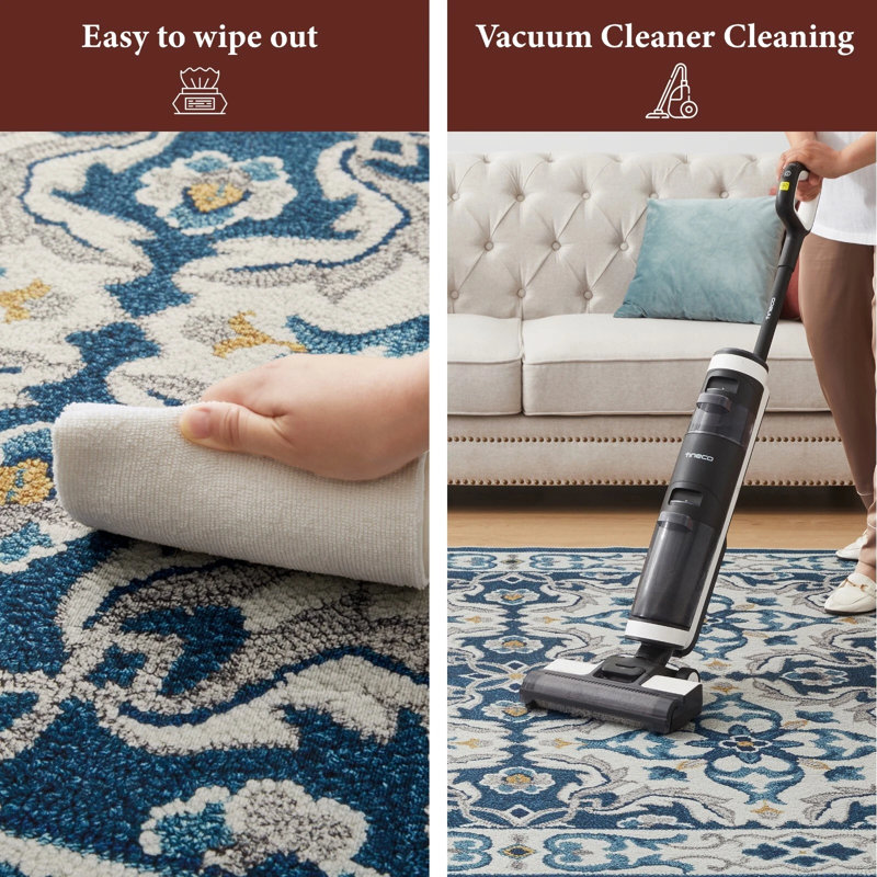 Demetriona Washable Abstract Area Rug – Low-Pile, Non-Slip, Stain-Resistant, Rectangle 200 x 290 cm