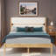 Wood Bed With Fleece Upholstered Headboard And Stylish Tapered Legs