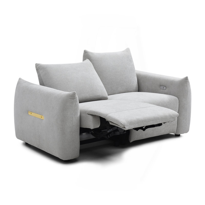 Ensemble de canapé inclinable électrique avec USB, Lin gris
