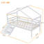 Lit simple mezzanine bas avec glissade et barrières de sécurité-130873423