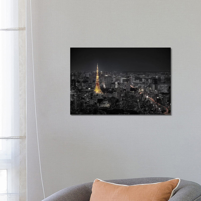 Tokyo At Night by Carlos Ramirez - Print on Canvas, Wrapped Canvas, 45.72cm H x 66.04cm W x 3.81cm D