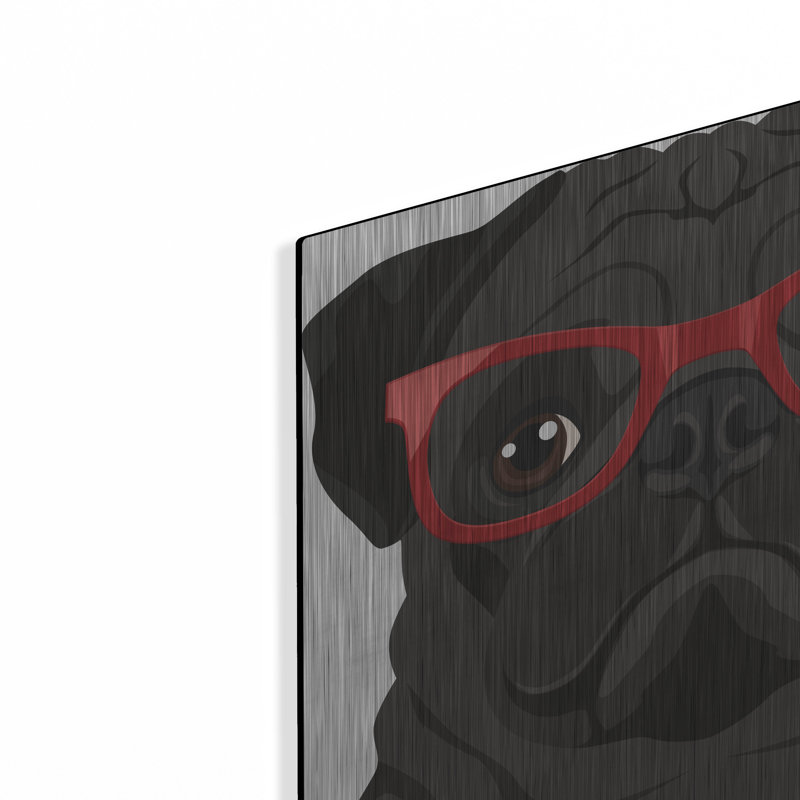 "Carlin portant des lunettes de hipster" par les affiliés Furbaby, H 12 po x l 12 po