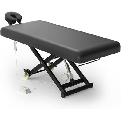 Beige Electric Lash Bed, Adjustable Massage Table for Salon Spa Dual hand and foot pedal control,440-pound heavy capacity, face cradle with breather hole