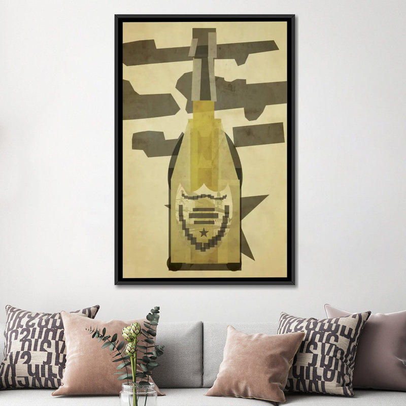 « perignon », impression sur toile tendue, H 60 po x l 40po x P 1,5 po, Toile encadrée noire, Pas de tapis