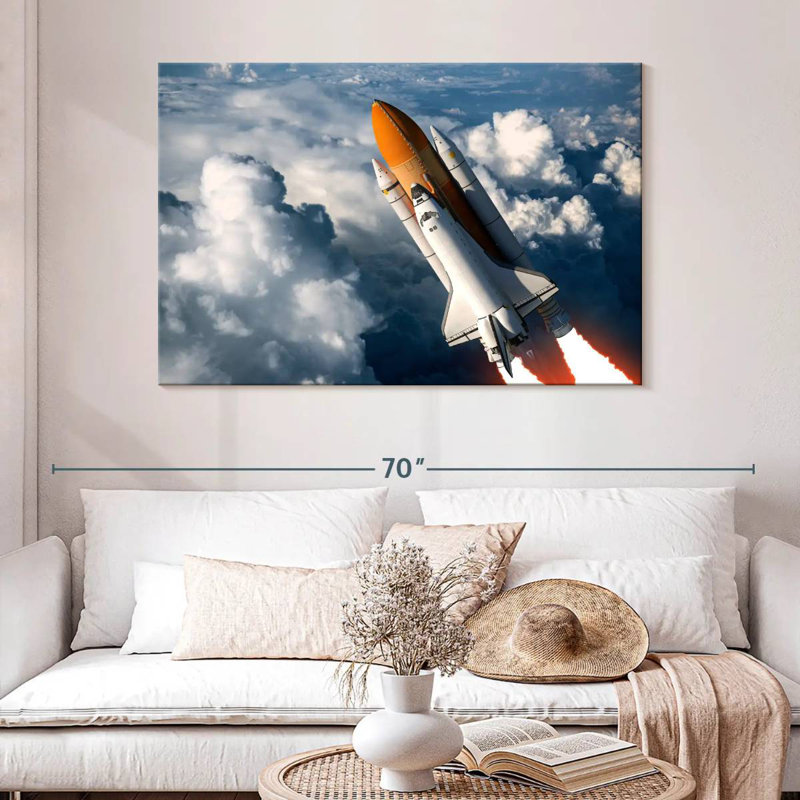 Oberle Cloudy Space Shuttle Flight, 32" H x 48" W