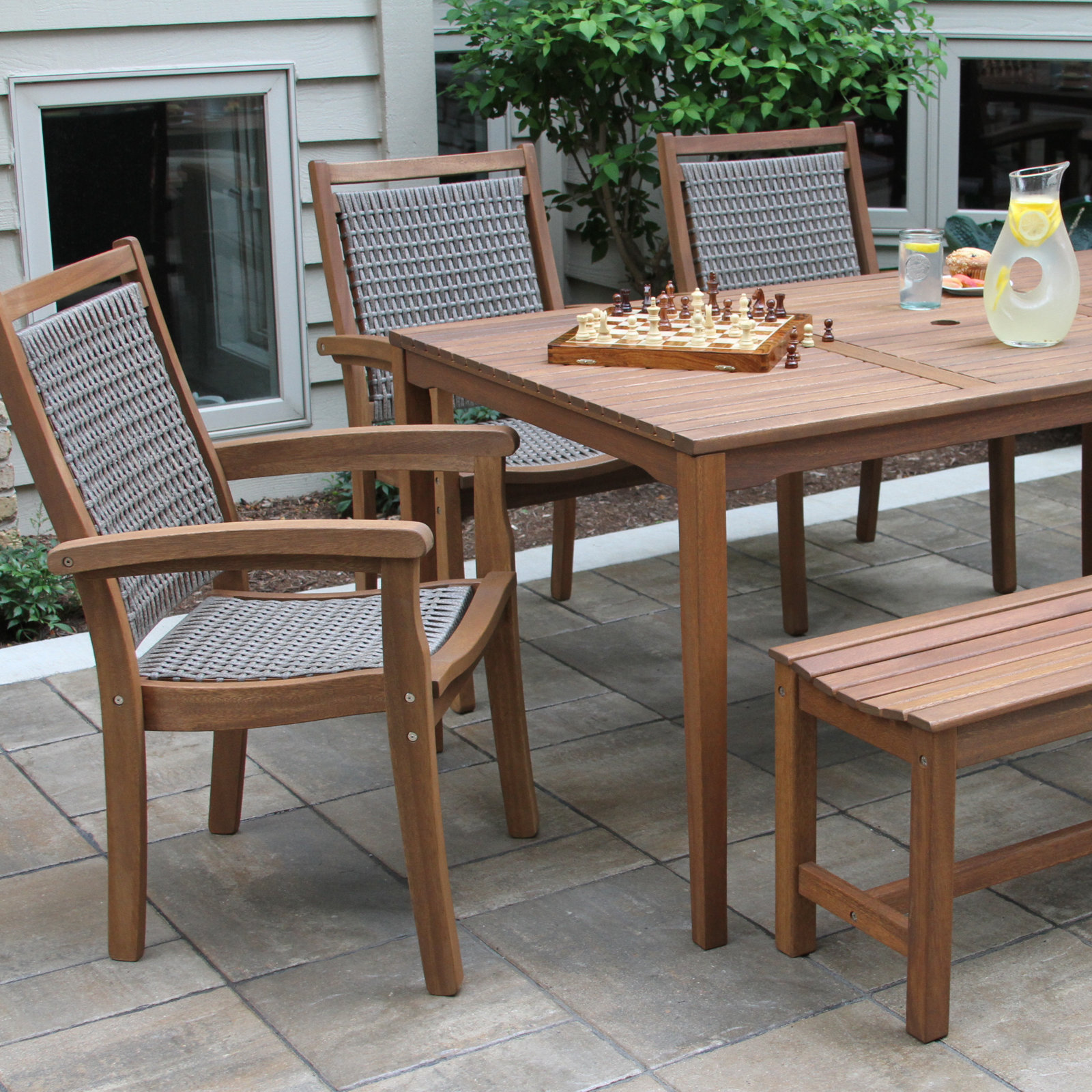 Fleur 64" Eucalyptus Patio Dining Set