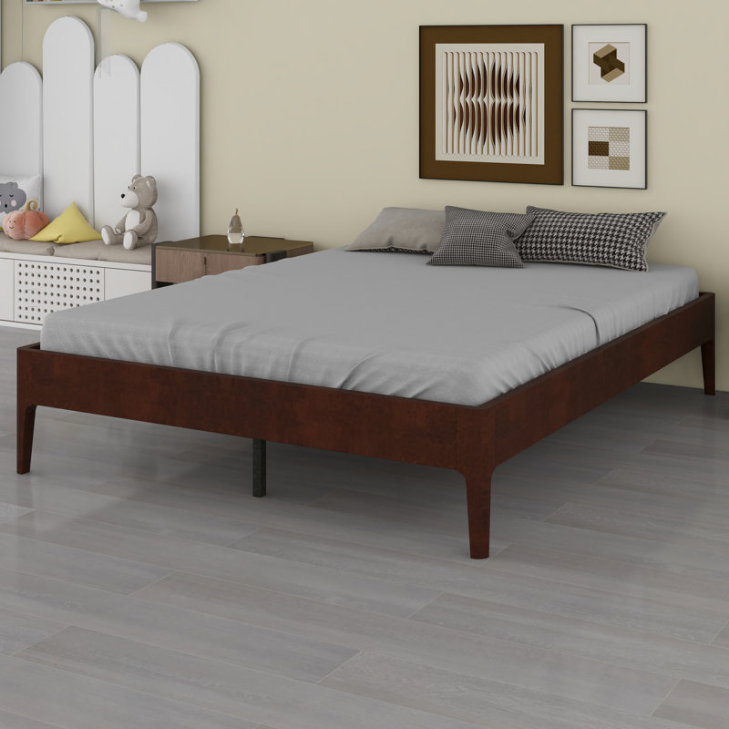 Contemporary  Platform Bed with Slat and Support Design, Queen, Chocolate