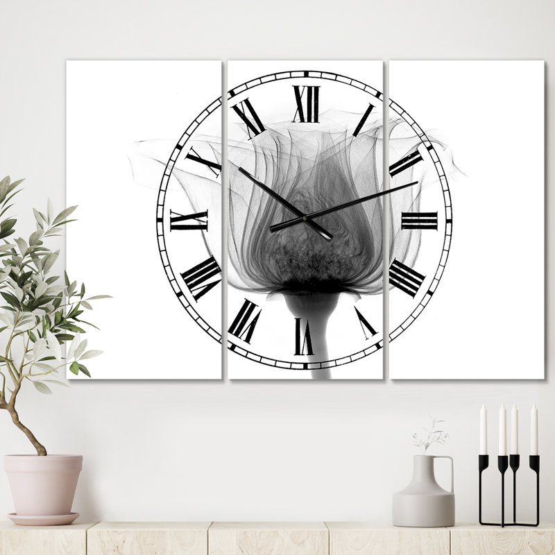 Rose, Noma X-Ray - Horloge murale surdimensionnée 3 panneaux Cottage