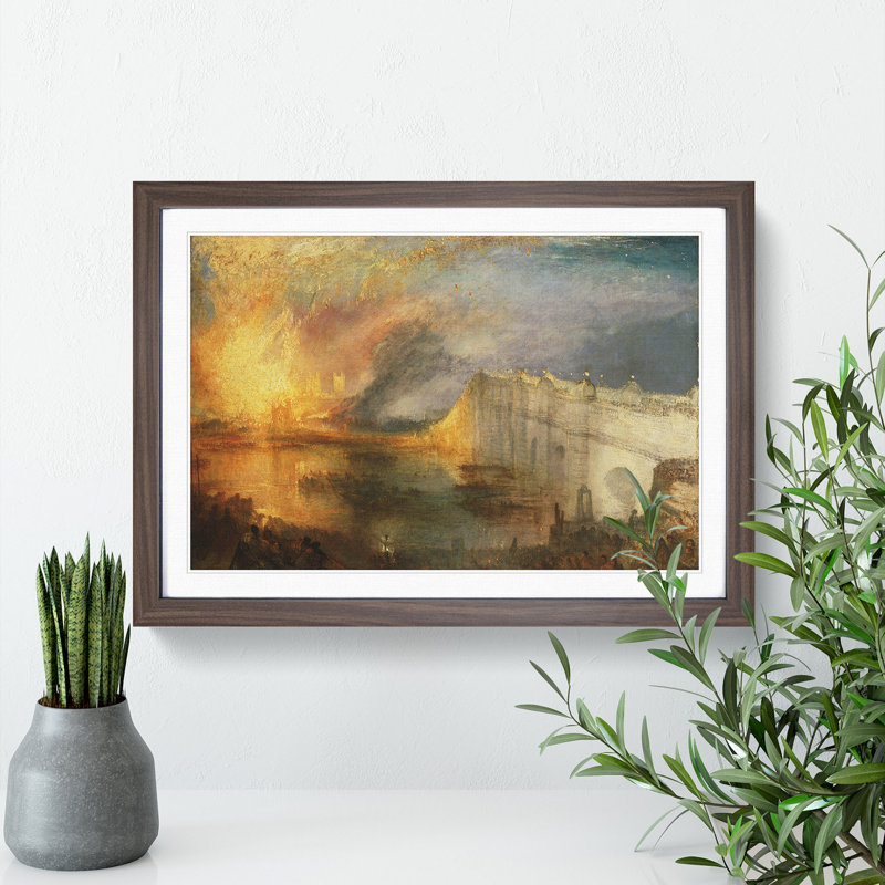Burning of the Houses of Commons by Joseph Mallord William Turner - Picture Frame Painting, 48cm H x 65cm W x 2cm D