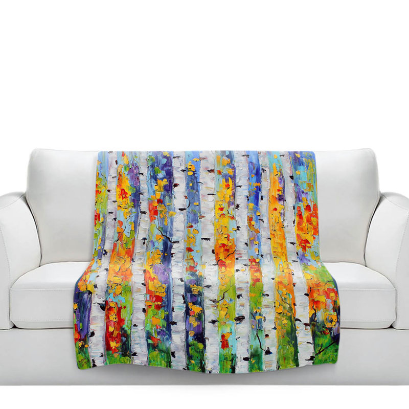 Couverture sherpae douce bouleau trees, l 68 po x L 80 po