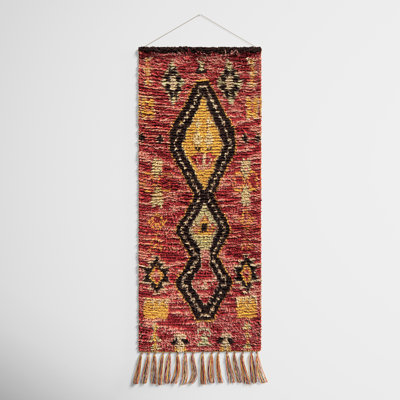 Wool Global Wall Hanging with Rod Included