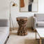 11.8" Brown Mulberry & Paulownia Wood Accent Table, Organic Tree Root Base Side Table For Living Room