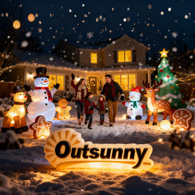 12' Christmas Inflatable Snowman with Rotating Colourful LED Light
