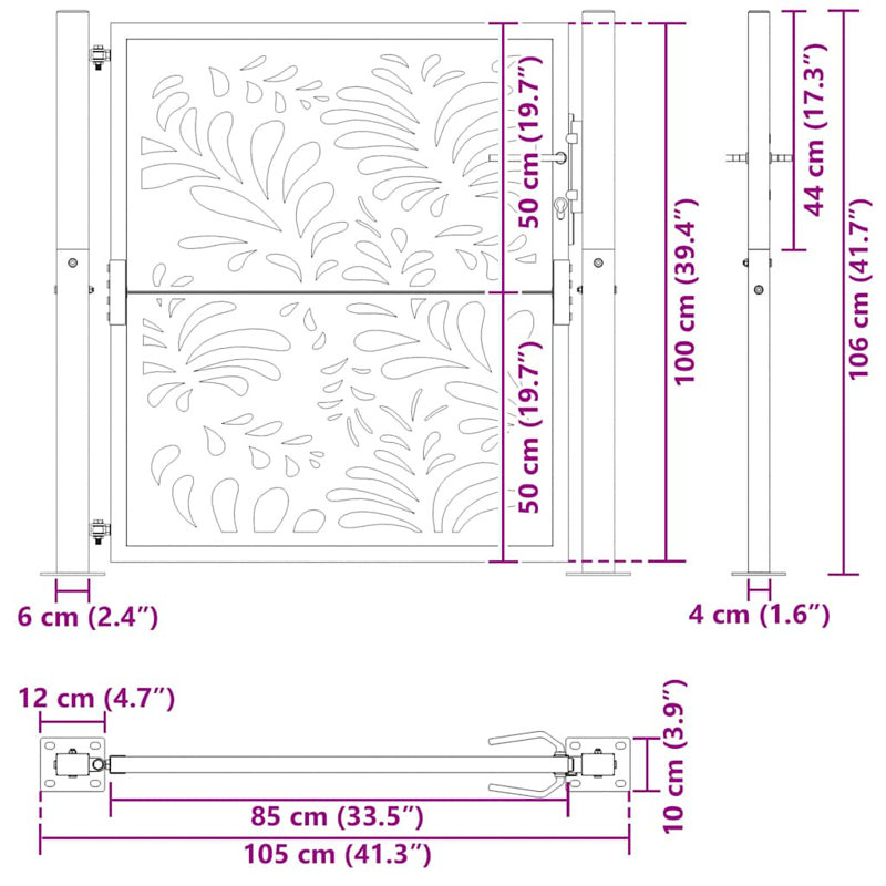 Steel Gate, Black, 106cm H x 105cm W