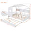 Lit maison contemporain en bois avec lit gigogne et tablettes de rangement-117244266-117244265