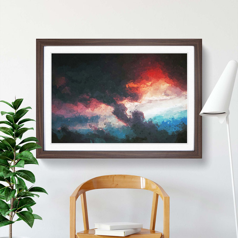 Dancing Sky in Abstract - Picture Frame Graphic Art Print, 27cm H x 36cm W x 2cm D, Walnut Framed