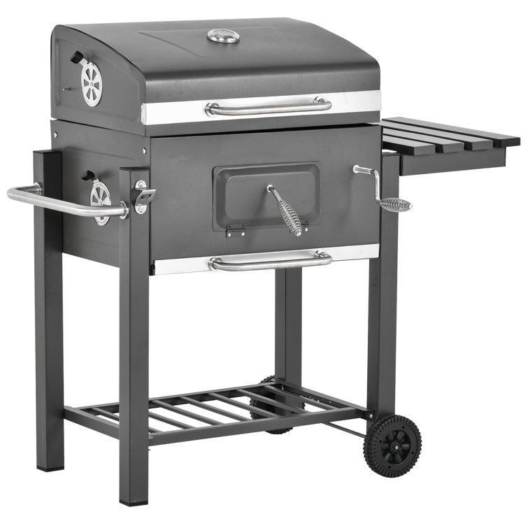 Portable Charcoal Grill Smoker: Cart & Analog BBQ Set