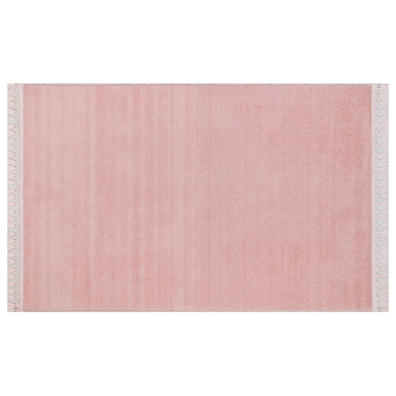 Tapis rose en coton tissé à la machine Fideline, Rectangle 3 pi 3 po x 6 pi 7 po