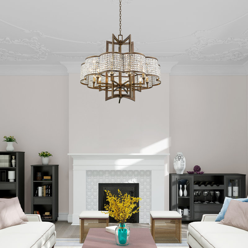 Lustre géométrique à 10 lumières Belisle, Bronze magnifique peint à la main