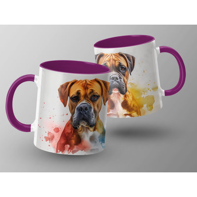 11oz Watercolour Three Boxer Dogs Design Coffee Mug