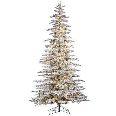 Majestic Led Flocked Mountain Pine With Instant Glow Power Pole