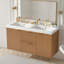 Meuble-lavabo double 47,24 pouces avec comptoir en bois massif, armoire en MDF, portes à fermeture en douceur, tiroirs divisés, meuble-lavabo mural moderne