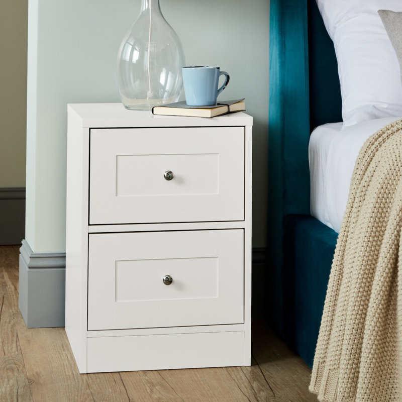 Merrigan 40cm W Manufactured Wood Bedside Table, White