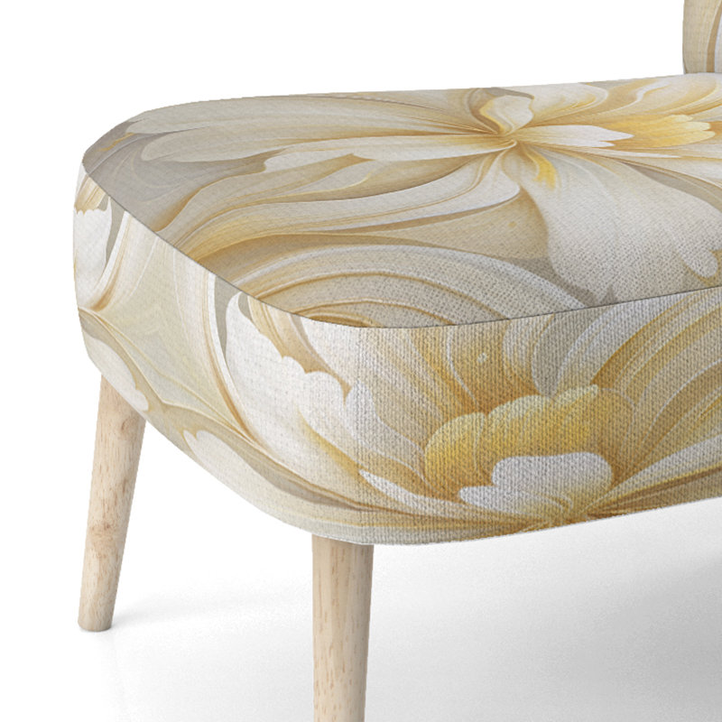 Dreamy White Digital Spring Flowers - Chaise d'appoint rembourrée moderne