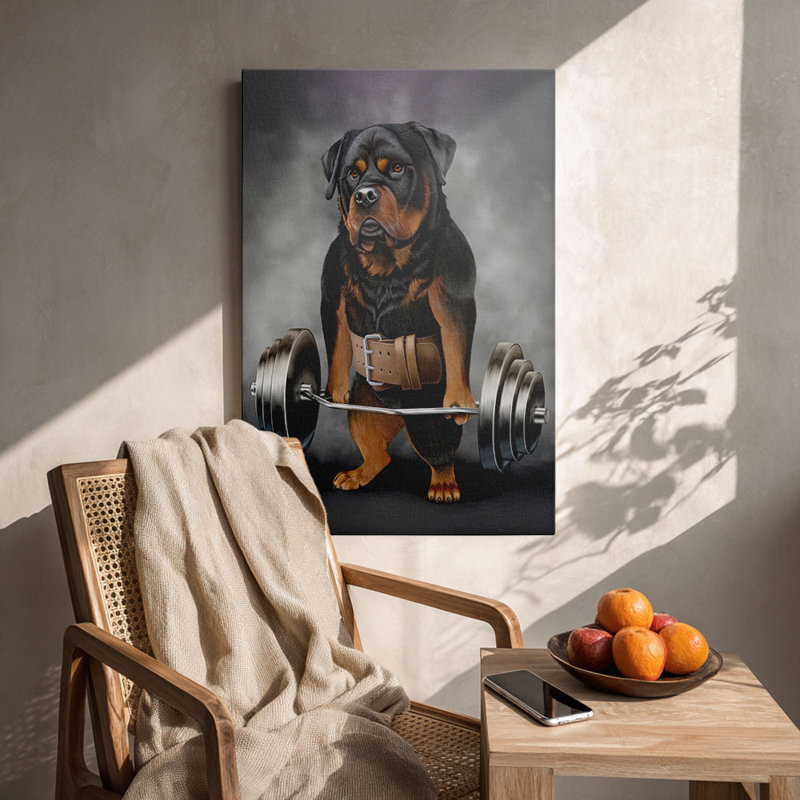 Cadre ludique en toile ludique «Rottweiler with Barbell» ludique pour chien, 36 * 24 pouces (90 * 60 * 2cm)