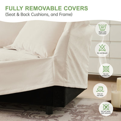 Canapé modulaire à assise profonde en U avec housse à glissière, canapé 3 places avec bordures françaises avec plusieurs grands coussins, canapé modulaire à assise profonde modulaire et confortable pour salon, appartement, chenille