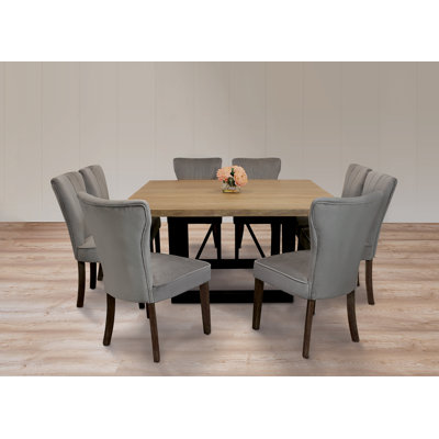 Logan 9-Piece Dining Set With 8 Cleo Dining Chairs In Mink With Legs
