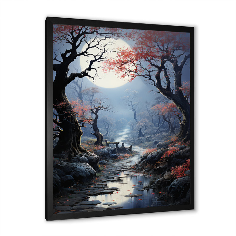 Moonlit Shadows In Winter V sur impression sur toile, Cadre photo noir simple, H 32 po x l 24 po x P 1 po