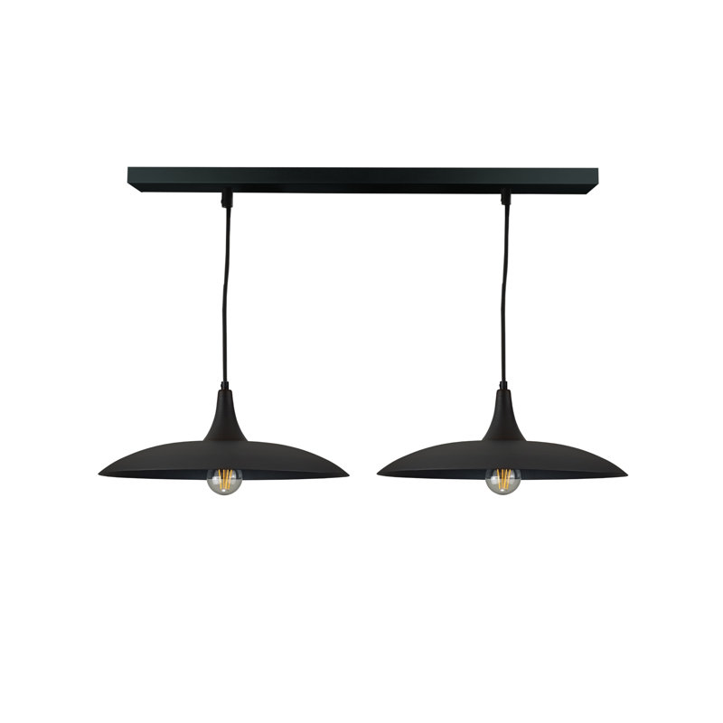 - Light Matte Black Dome Pendant, 120cm H x 110cm W x 41cm D, 2 Lights, Black