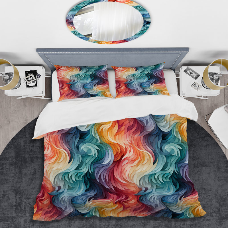 Ensemble de housse de couette Colorful Watirl Whirls Echos I, Housse de couette pour très grand lit et 2 très
