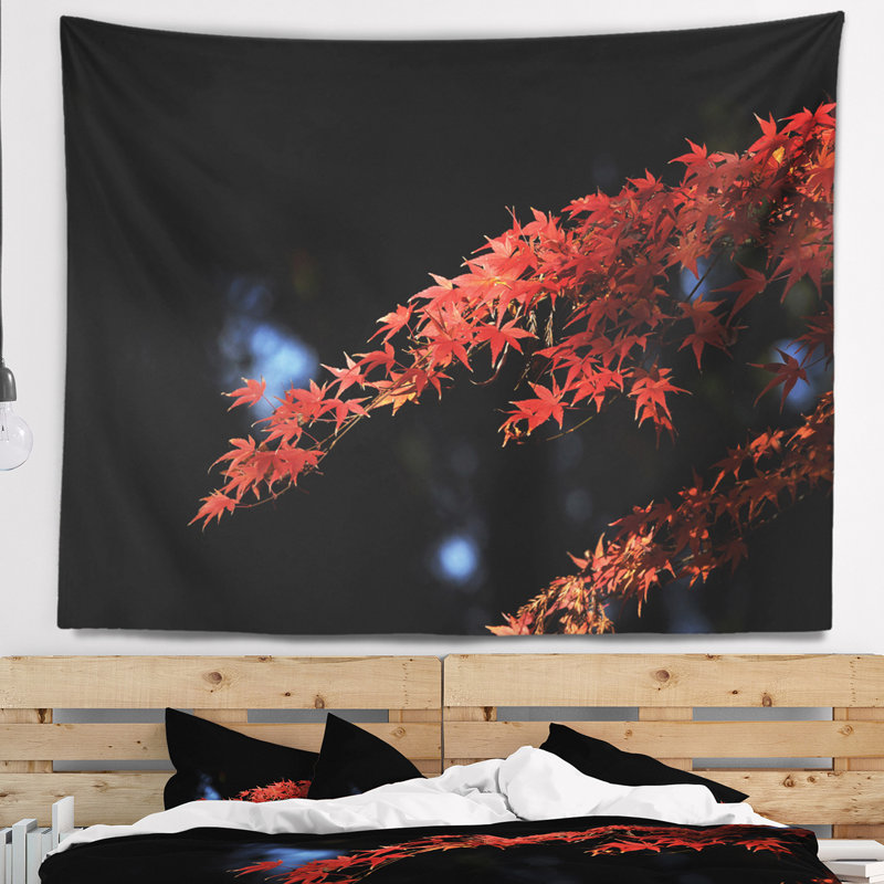 Tapisserie de feuilles abstraites de feuilles d’érable, H 78 po x l 92 po