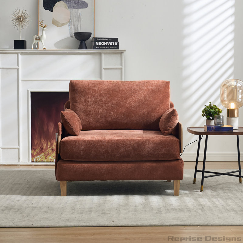 Canapé inclinable convertible 3-en-1 avec coussins, Orange